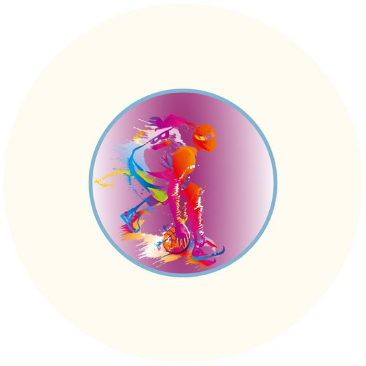 Basket Player Purple Round Design 26 cm, Print Size 420 mm
