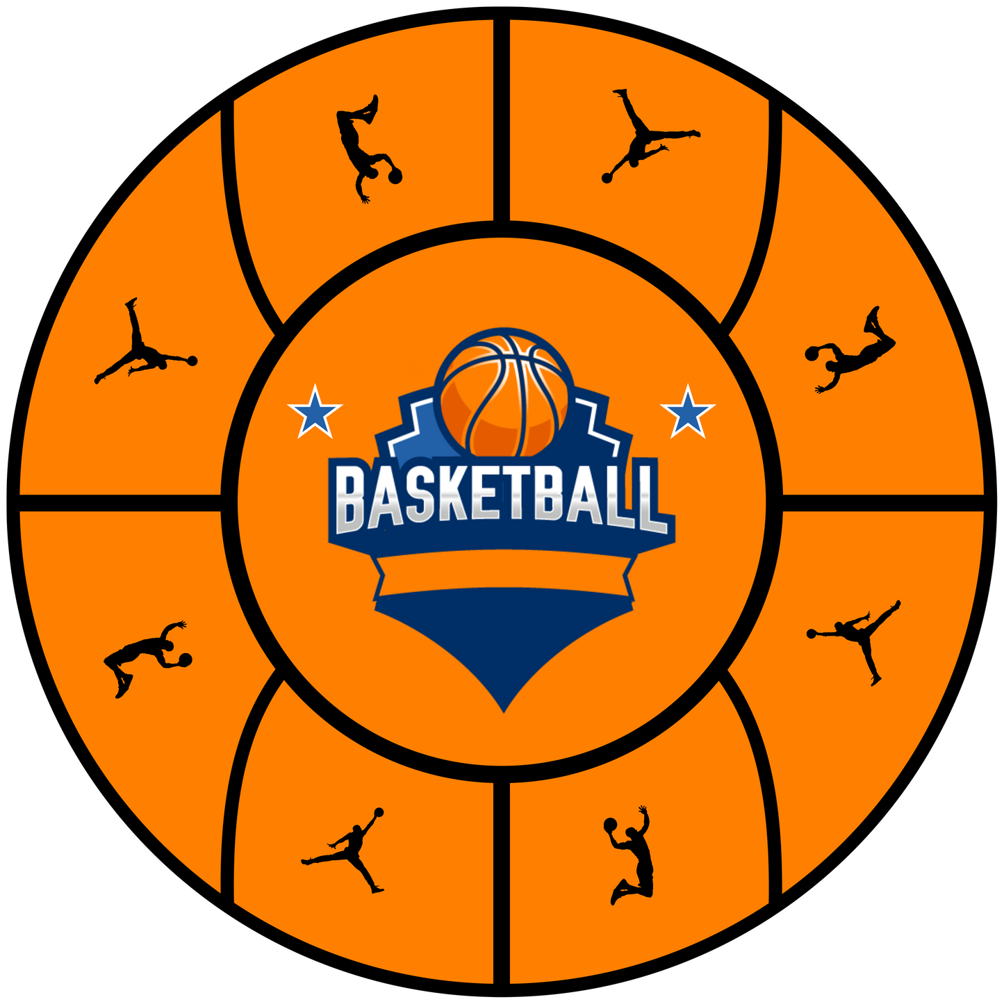 Basketball Orange Round Design 30 cm, Print Size 460 mm