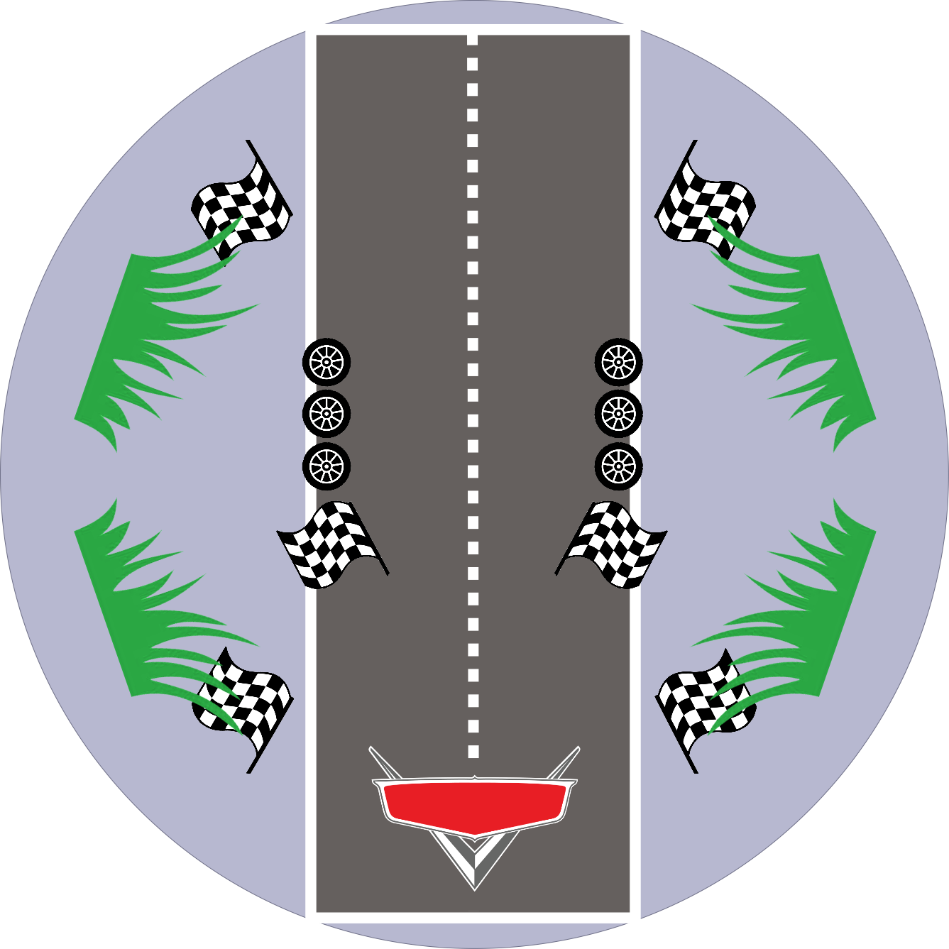 Cars Street Round 20 cm, Printing Size 360 mm