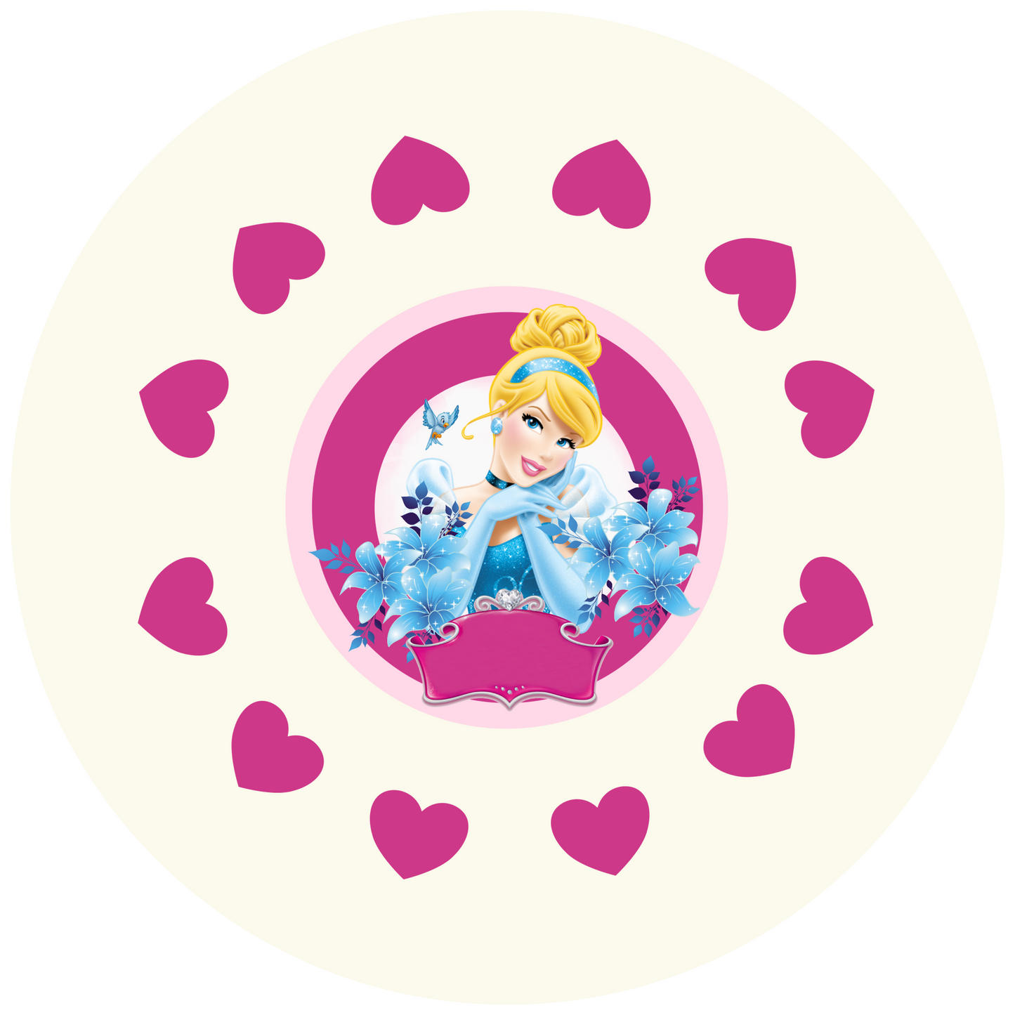 Cinderella Round Design 20 cm, Print Size 360 mm