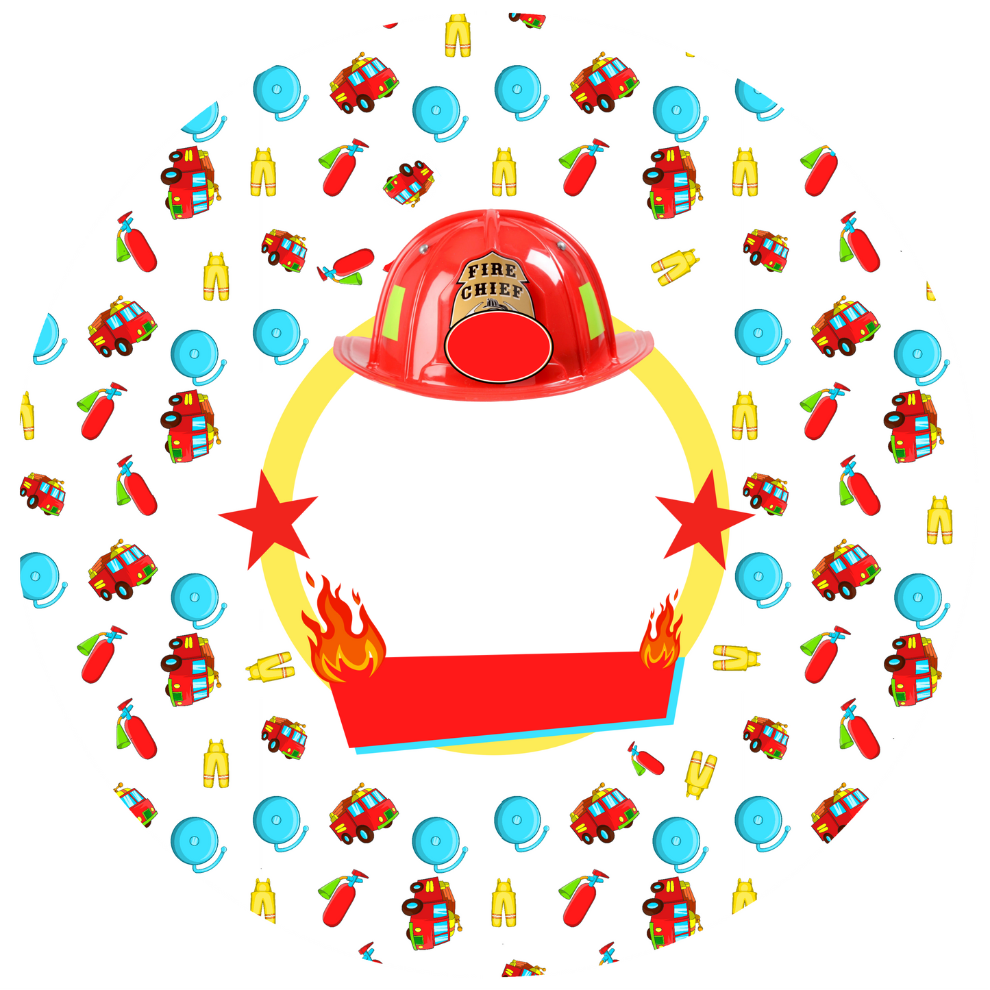 Fireman Round Design 30 cm, Print Size 460 mm