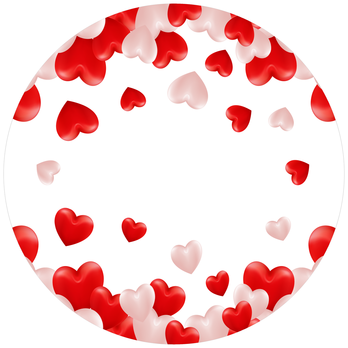 Heart Balloon Round Design 30 cm, Print Size 460 mm