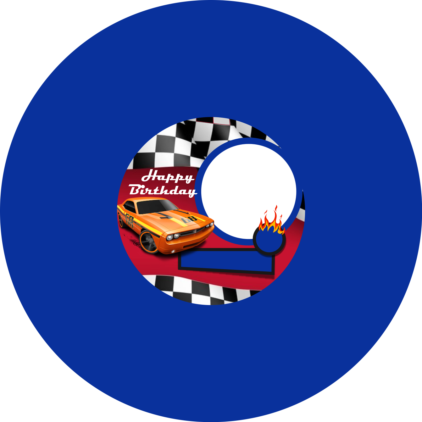 Hot Wheels Orange Car Blue Design 20 cm, Print 360 cm