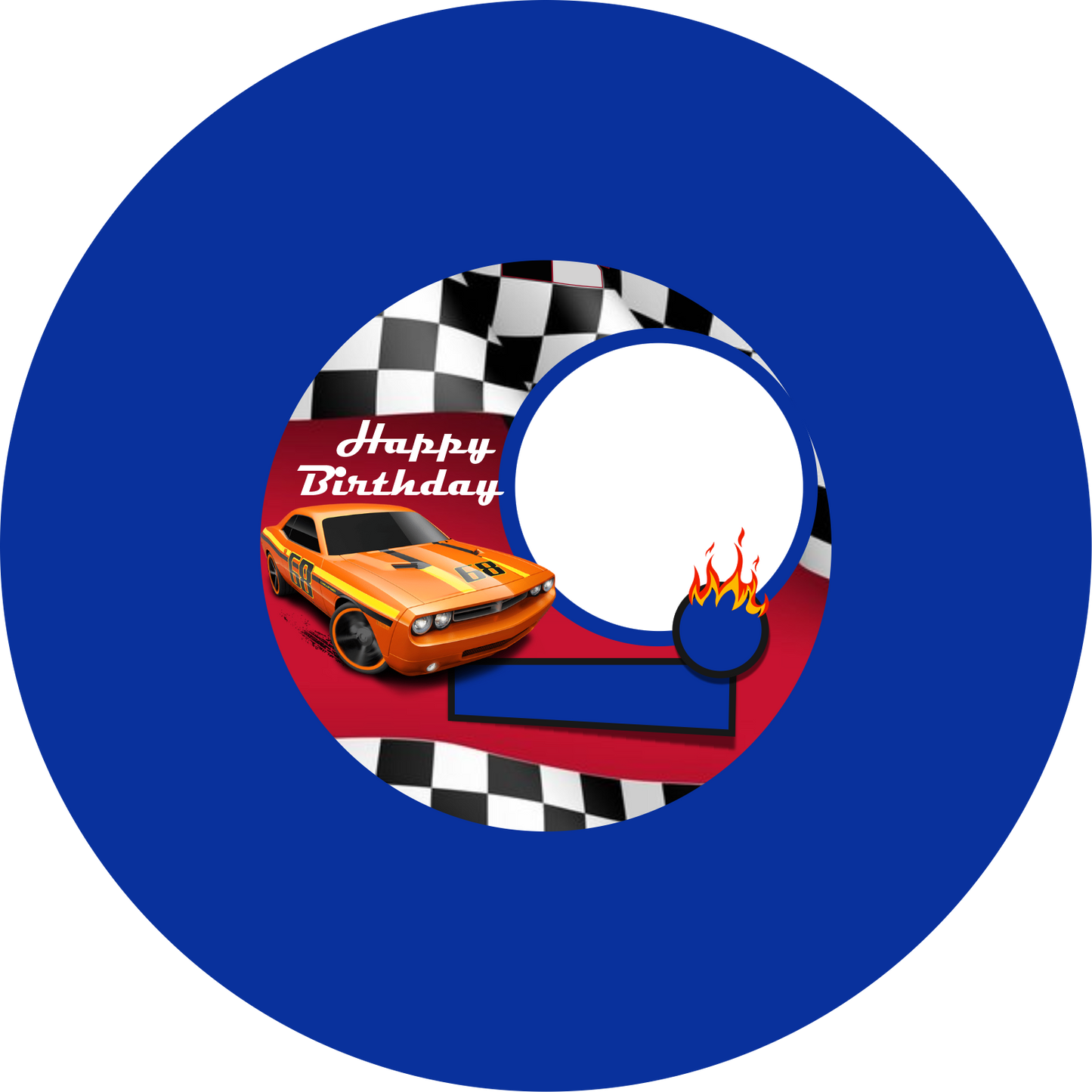 Hot Wheels Orange Car Blue Design 26 cm, Print 420 cm