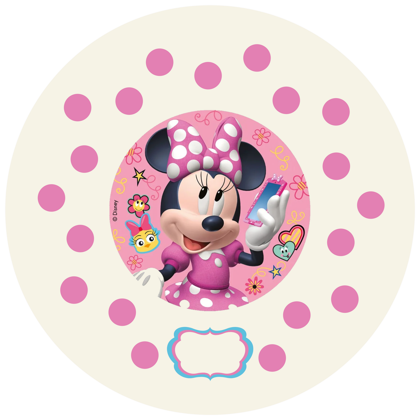 Minnie Mouse Round Design 20 cm, Print Size 360 mm