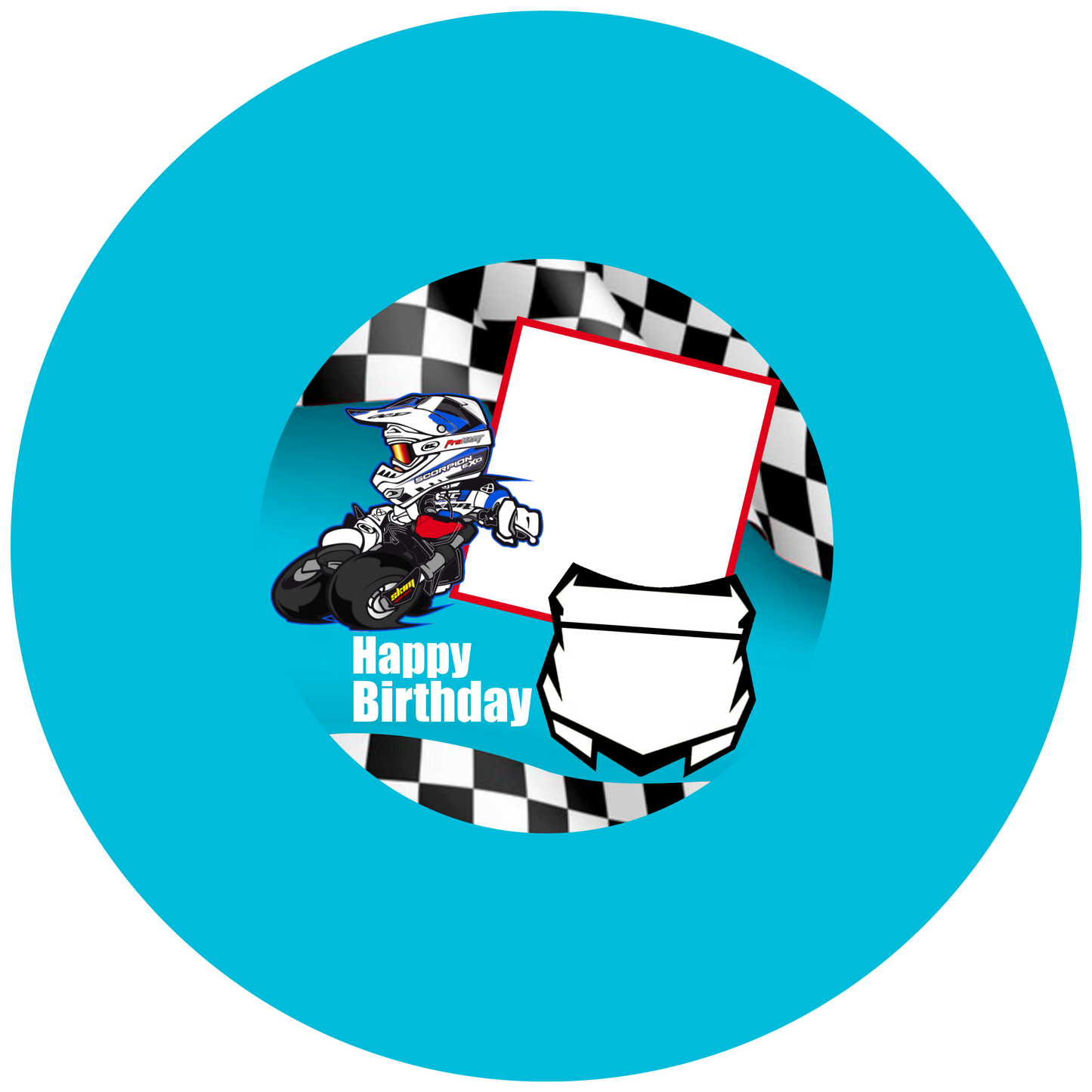 Motocross Round Design 26 cm, Print Size 420 mm