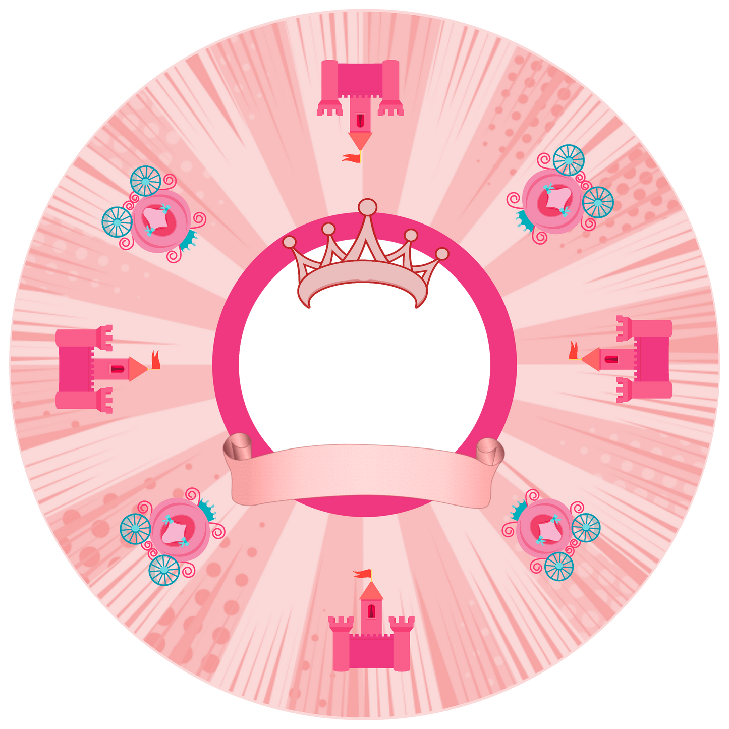 Princess Crown Round Design 20 cm, Print Size 360 mm