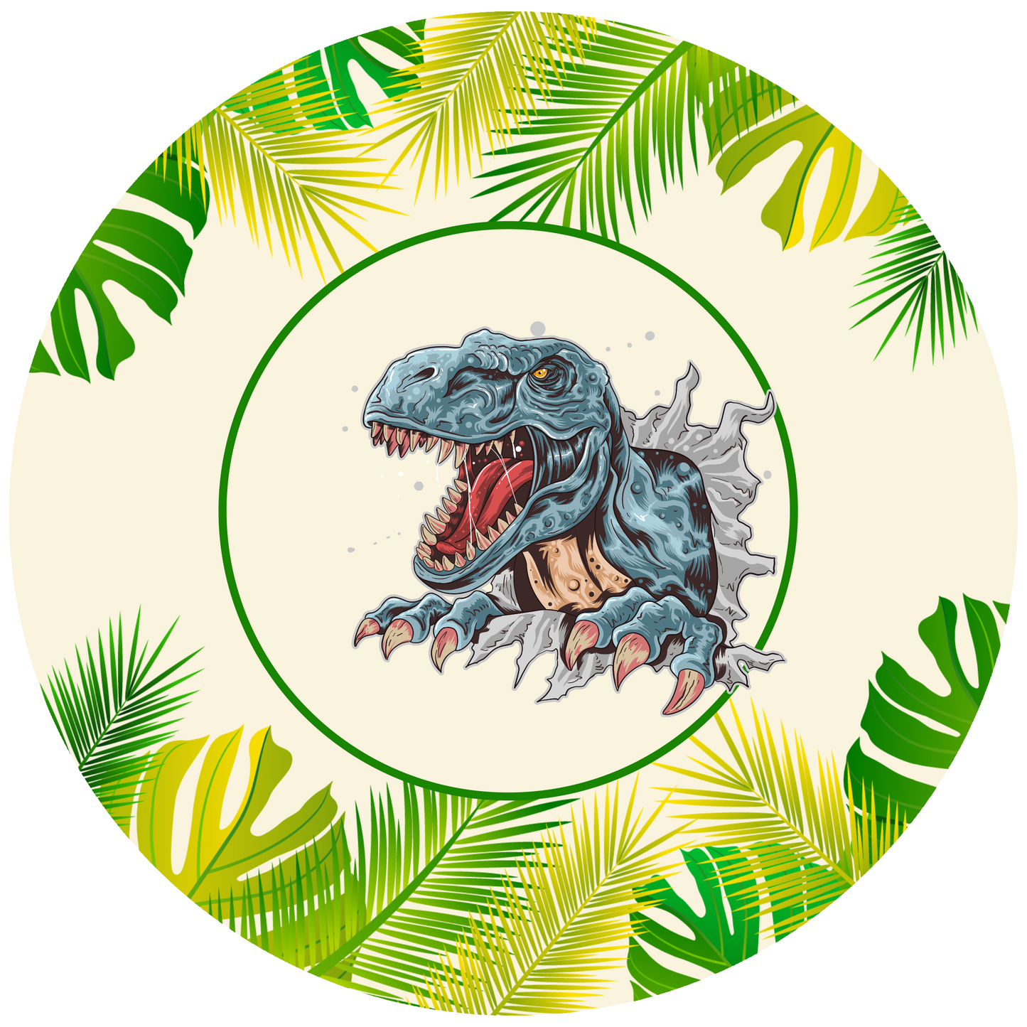 Dinosaur T- Rex Round Design 30 cm, Print Size 460 mm